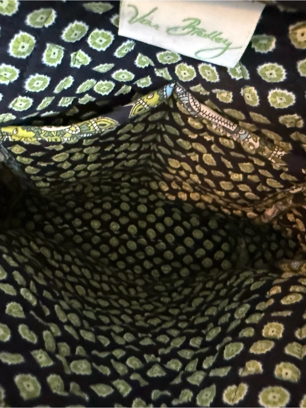 Vera Bradley Olive Green and Black Quilted Pattern Backpack